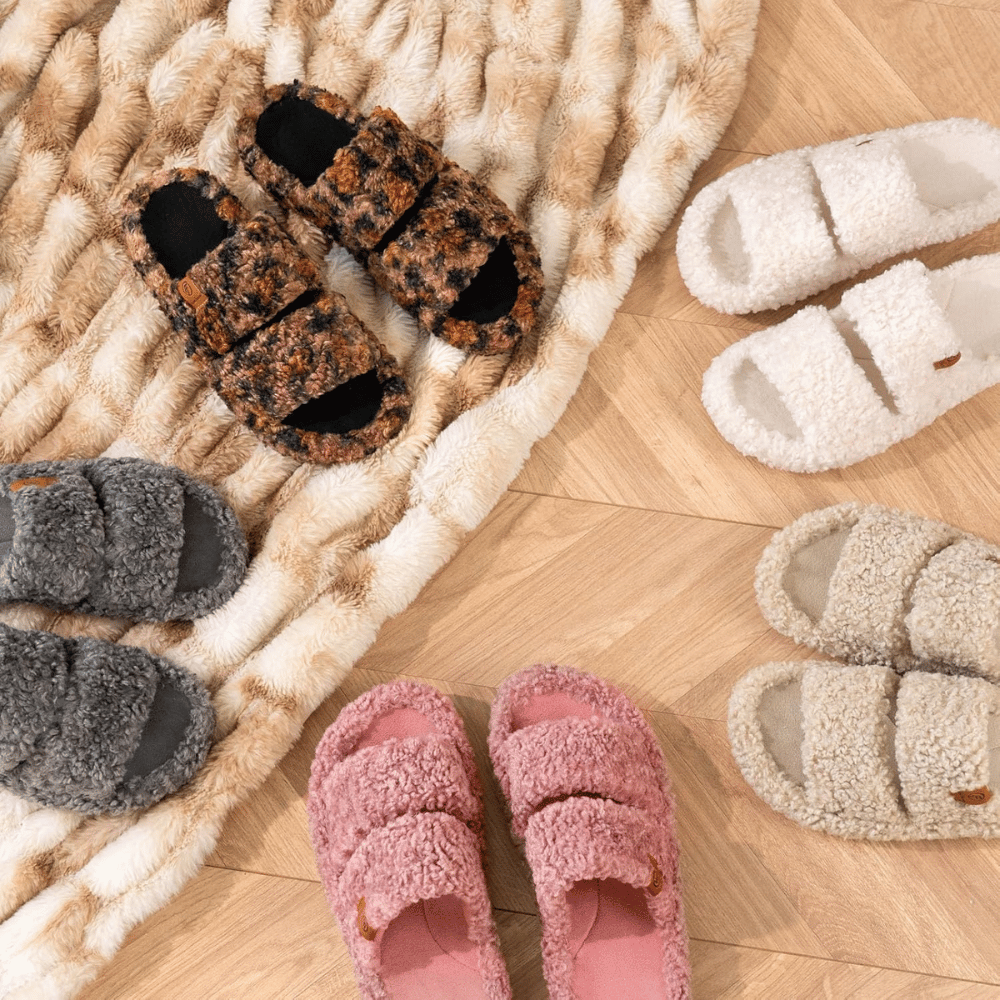 Women's Fuzzy Memory Foam Open-Toe Slippers