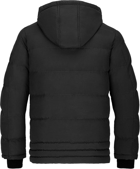 Men'S Thicken Puffer Jacket Insulated Water-Resistant Warm Winter Coat with Hood