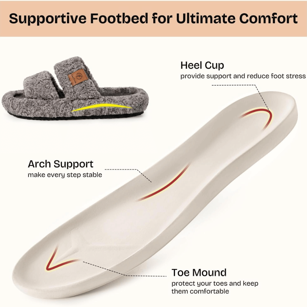 Women's Fuzzy Memory Foam Open-Toe Slippers
