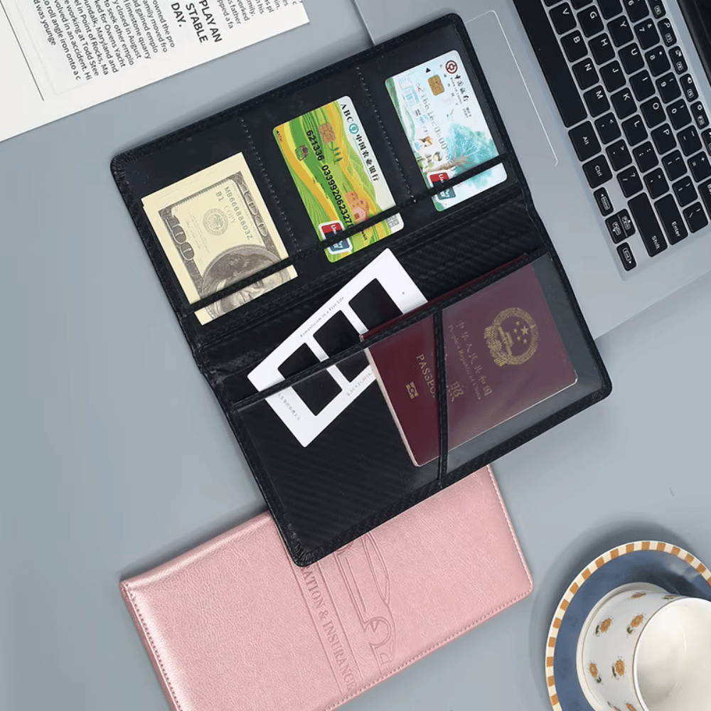 PU Leather Passport & Document Organizer