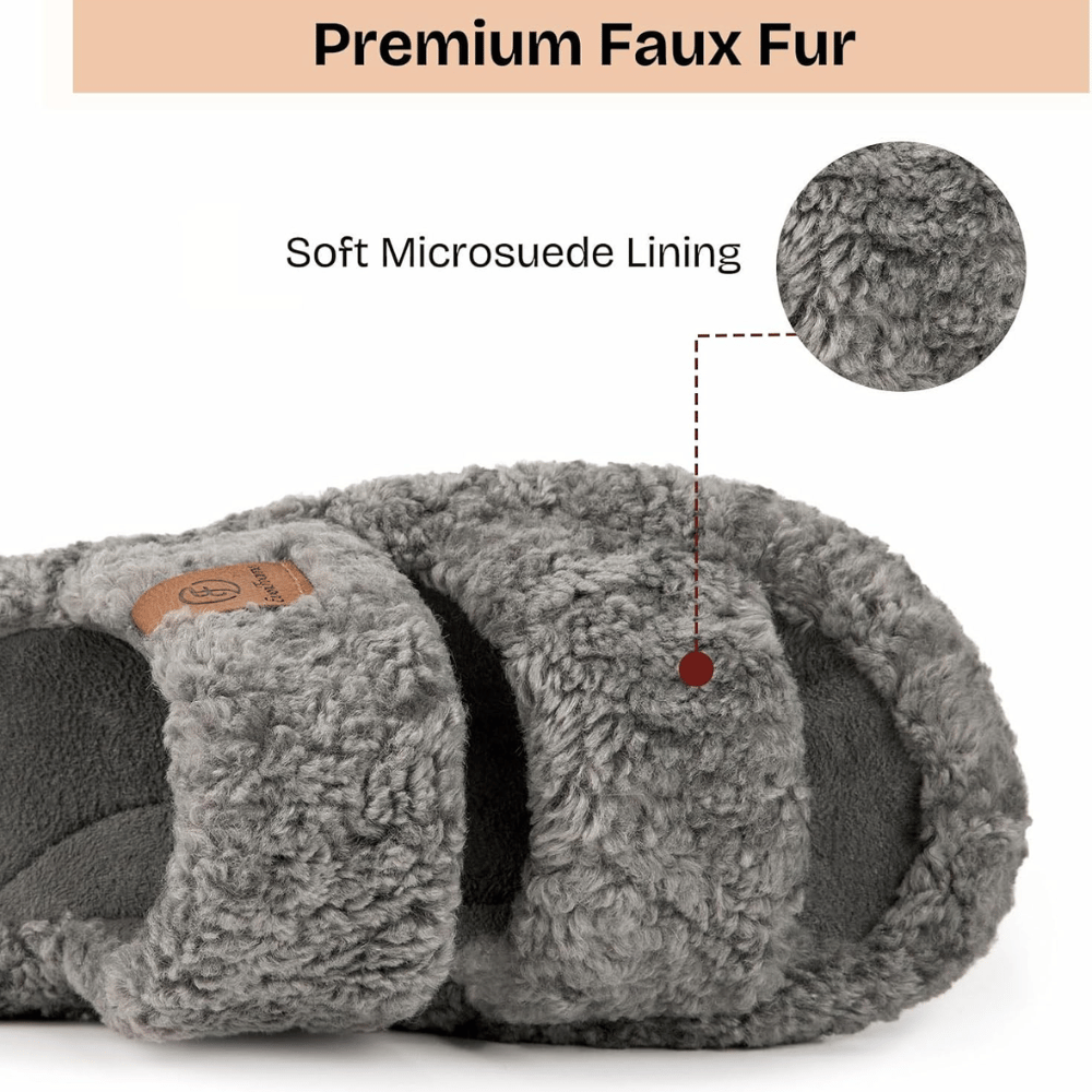 Women's Fuzzy Memory Foam Open-Toe Slippers