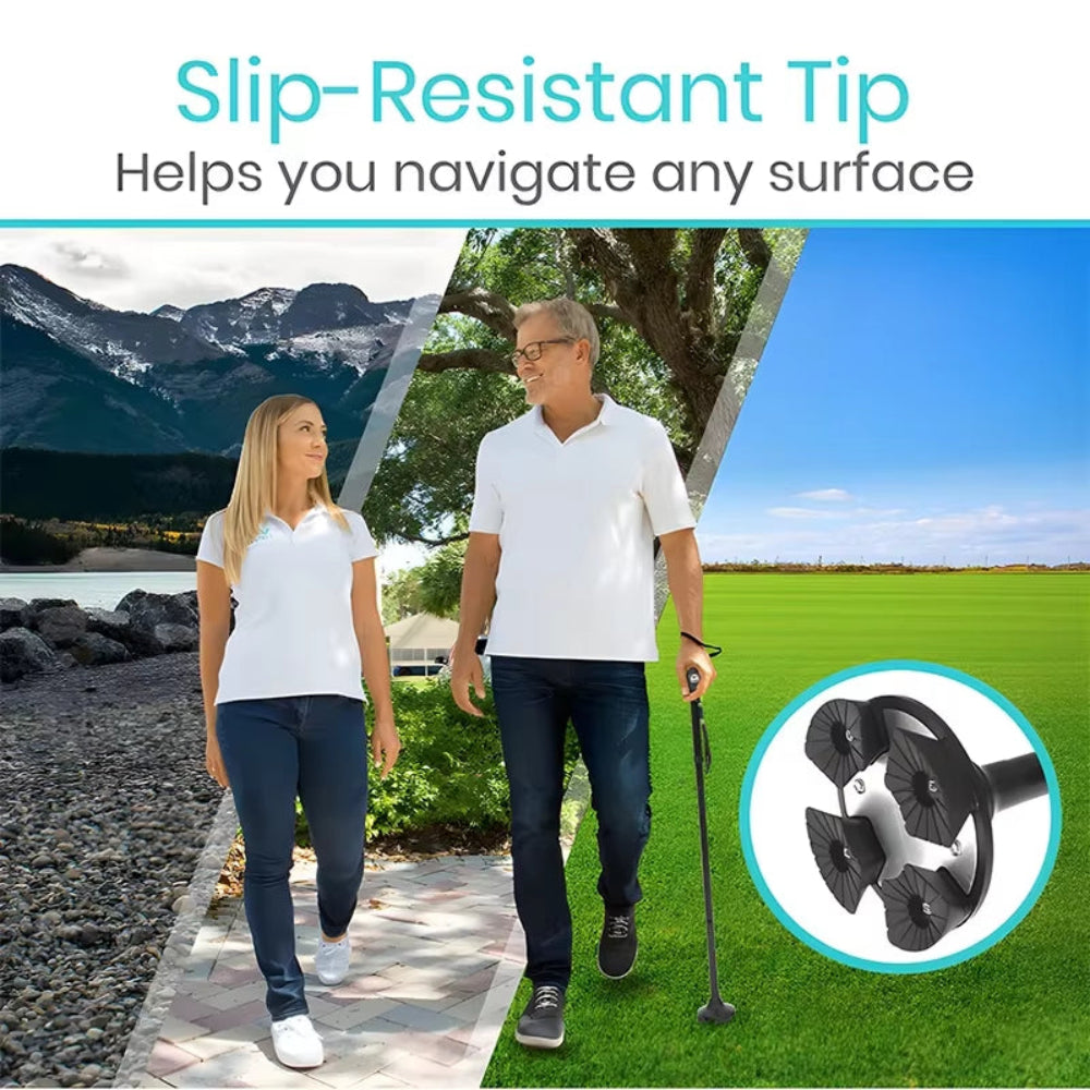 Folding Walking Stick with LED Light Adjustable Lightweight Anti-Slip Adult Walking Cane Old Men Crutch for the Elderly