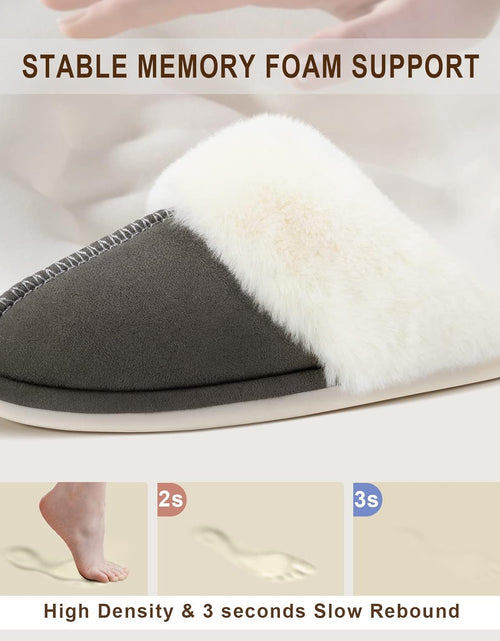 Load image into Gallery viewer, Women&#39;S Slippers Fuzzy Warm Comfy Faux Fur Slip-On Fluffy Bedroom House Shoes Memory Foam Suede Cozy Plush Breathable Anti-Slip Indoor &amp; Outdoor Winter
