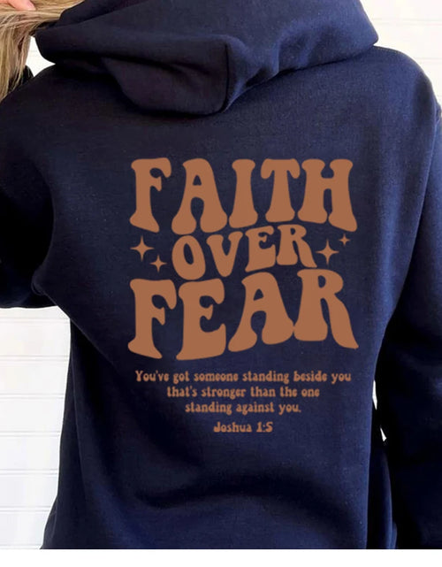 Load image into Gallery viewer, Faith over Fear Hoodie Christian Sweatshirt Trendy Faith Shirt Cute Religious Hooded Preppy Women Christian Sweater Hoodies
