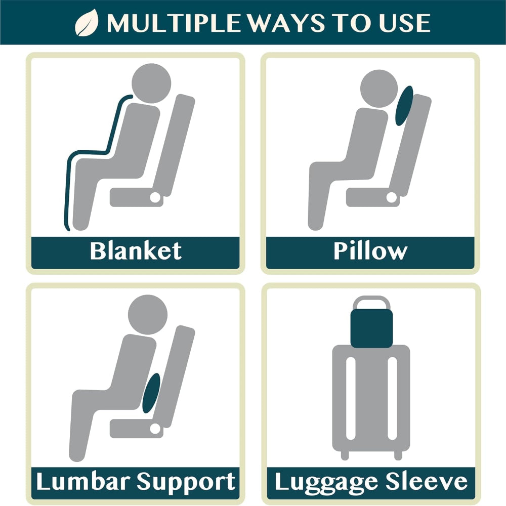 Travel Blanket Pillow, Soft Ribbed Fleece Airplane Blanket, Blue