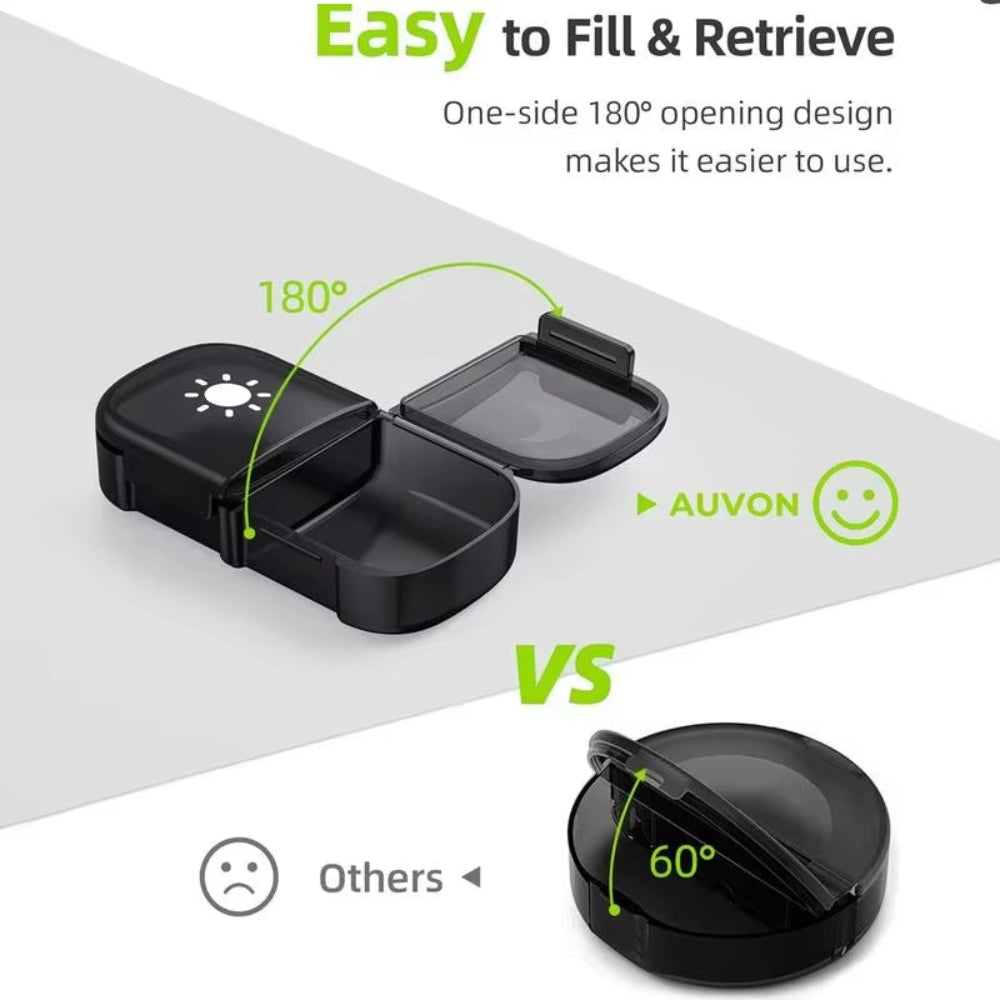 Portable Pill Organizer Morning and Evening Pill Box Black Privacy Protection Suitable for Storing Medications Fish Oil Vitamins